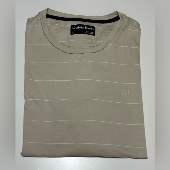 Calvin Klein Light Gray and beige Striped Tee (two) - Picture 7 of 8